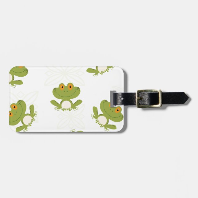 Niedliches Froschmuster Gepäckanhänger (Vorderseite horizontal)