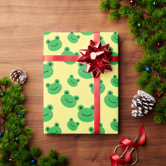 Niedliches Froschmuster Geschenkpapier (Feiertagsgeschenk)