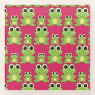 Niedliches Froschmuster Glasuntersetzer