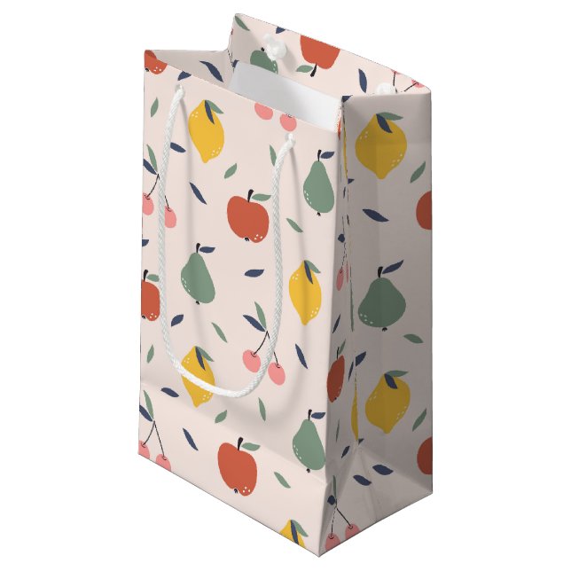 Niedliches Fruchtmuster Kleine Geschenktüte (Vorderseite Schrägansicht)