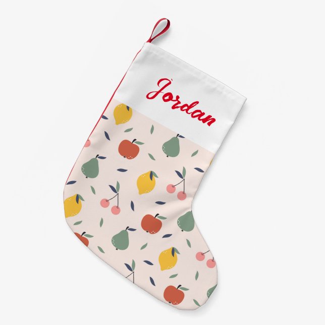 Niedliches Fruchtmuster Kleiner Weihnachtsstrumpf (Vorderansicht (hängend))