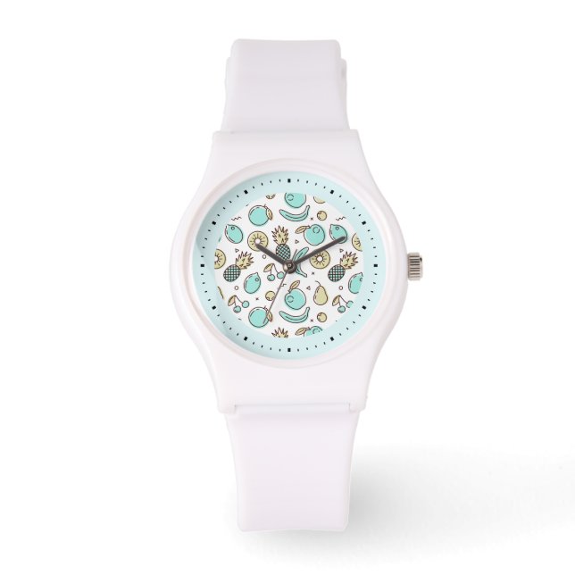 Niedliches Fruchtmuster Sommerliche Thema Armbanduhr (Vorderseite)