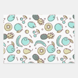 Niedliches Fruchtmuster Summerline Zeichnend Geschenkpapier Set