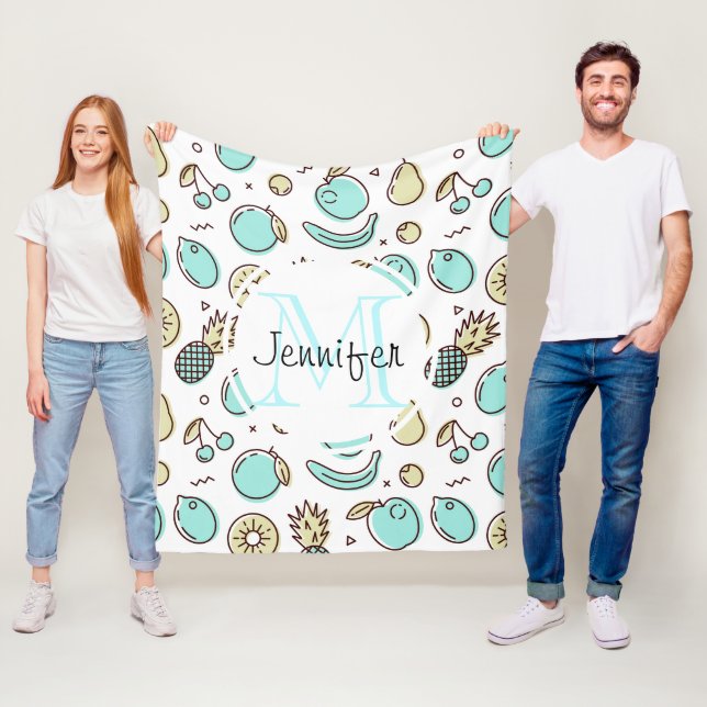 Niedliches Fruchtmuster Summerline Zeichnend Monog Fleecedecke (Beispiel)