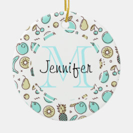 Niedliches Fruchtmuster Summerline Zeichnend Monog Keramik Ornament