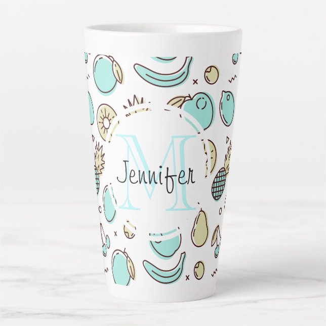 Niedliches Fruchtmuster Summerline Zeichnend Monog Milchtasse (Vorderseite)