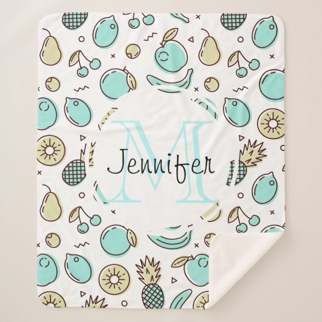 Niedliches Fruchtmuster Summerline Zeichnend Monog Sherpadecke (Vorderseite)