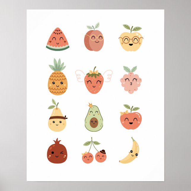 Niedliches Fruchtposter drucken Poster (Vorne)