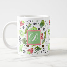Niedliches Fruchtsalat Kiwi Erdbeeren Doodle Monog