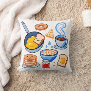 Niedliches Frühstücksmuster – Kawaii-Lebensmittel Kissen