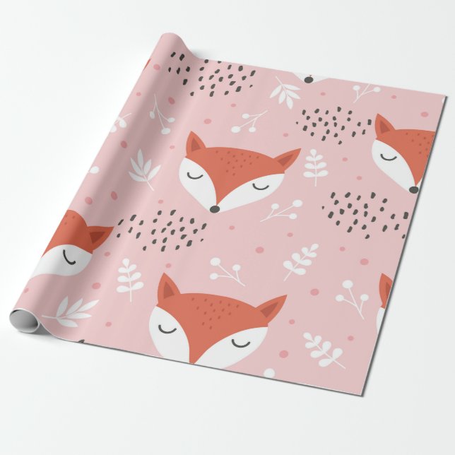 Niedliches Fuchs-nahtloses Muster, Wolfshandwald Geschenkpapier (Ungerollt)