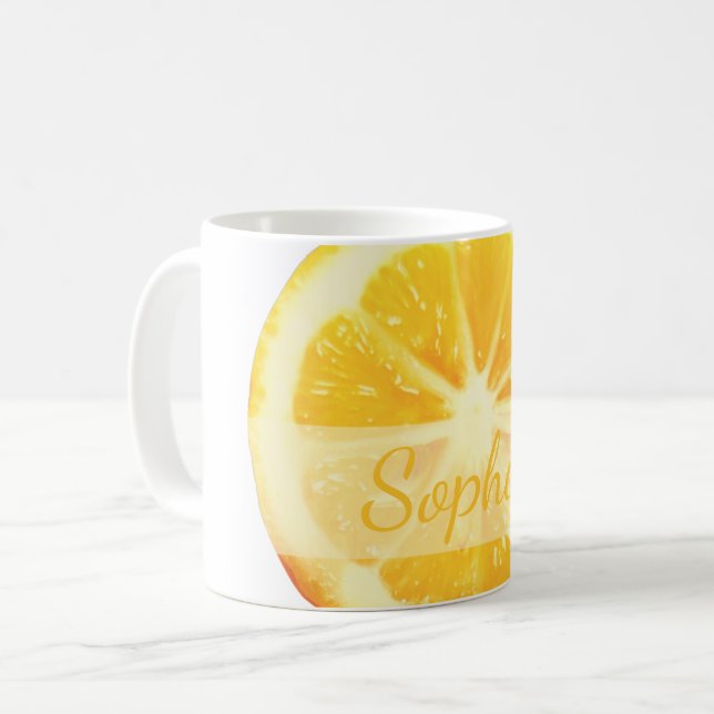 NIEDLICHES FUN HELLGELBEN LEMON FRUIT SLICE CUSTOM KAFFEETASSE (Vorderseite Links)