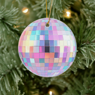 Niedliches Funkelnd Rosa & Regenbogen Diskothek Ba Keramik Ornament