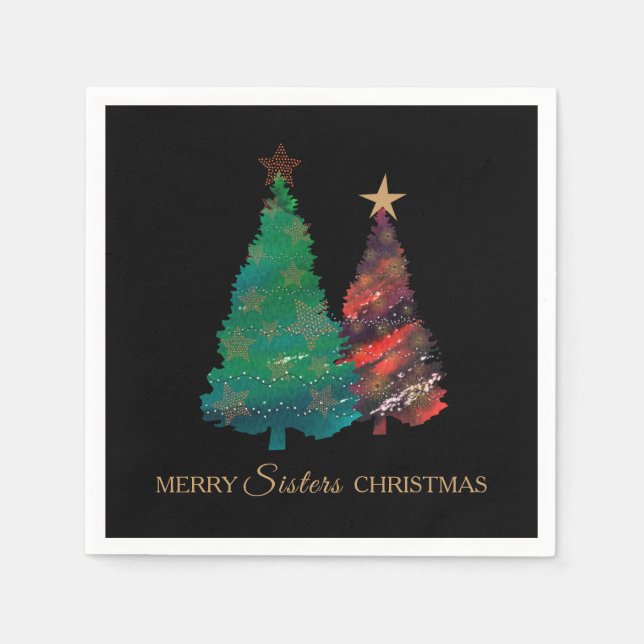 Niedliches Funkelnd Weihnachtsbaumpapier Napki Serviette (Vorderseite)