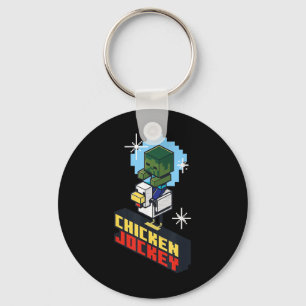 Niedliches Funny Chicken Jockey Pixel Graphic Ridi Schlüsselanhänger