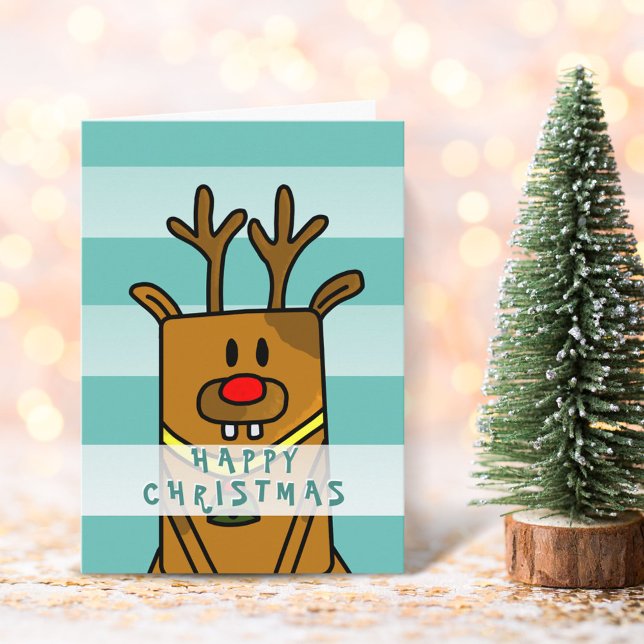 Niedliches Funny Deer Rentier Zeichne Frohe Weihna Karte (Von Creator hochgeladen)