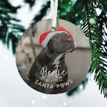 Niedliches Funny Dog Foto "Glaube an die Santa Paw Ornament Aus Glas<br><div class="desc">Niedliches Weihnachtsschmuck für den Hund - Im Design finden Sie ein Foto Ihres Haustieres,  ihren Namen und den Text "glaubt an Santa Paws".</div>