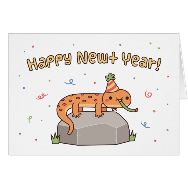 Niedliches Funny Happy Newt Year, Happy New Year (Vorderseite (Horizontal))