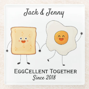 Niedliches Funny Happy Toast Eggcelent Glasuntersetzer