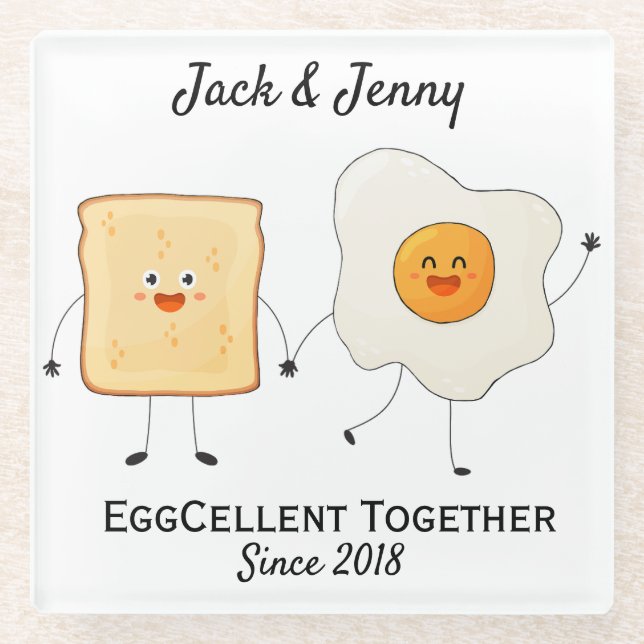 Niedliches Funny Happy Toast Eggcelent Glasuntersetzer (Vorderseite)