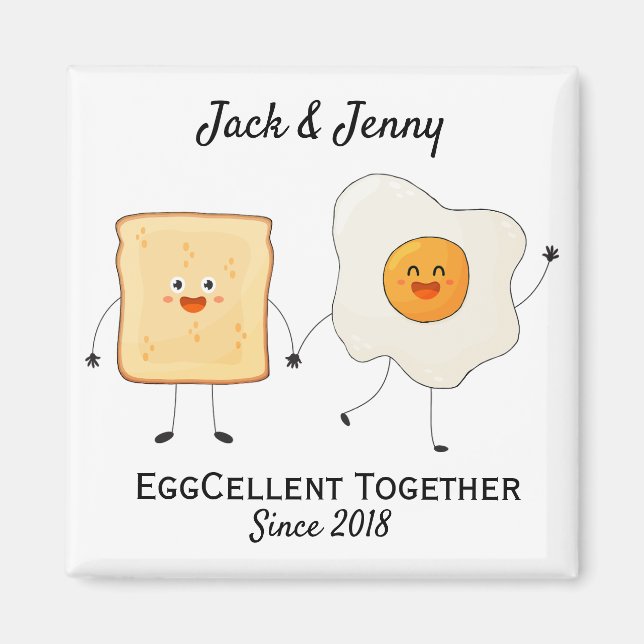 Niedliches Funny Happy Toast Eggcelent Magnet (Vorne)