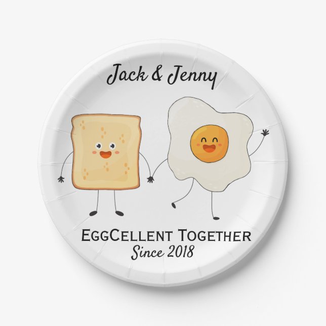 Niedliches Funny Happy Toast Eggcelent Pappteller (Vorderseite)