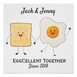 Niedliches Funny Happy Toast Eggcelent Poster