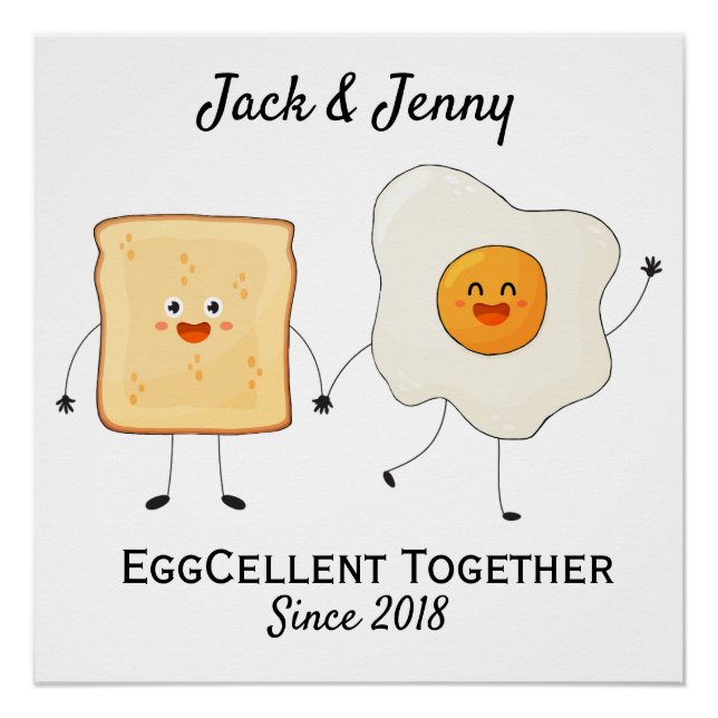 Niedliches Funny Happy Toast Eggcelent Poster (Vorderseite)