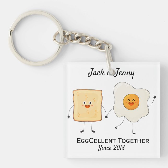 Niedliches Funny Happy Toast Eggcelent Schlüsselanhänger (Vorderseite)