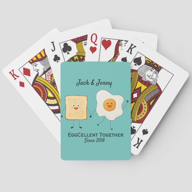 Niedliches Funny Happy Toast Eggcelent Spielkarten (Rückseite)