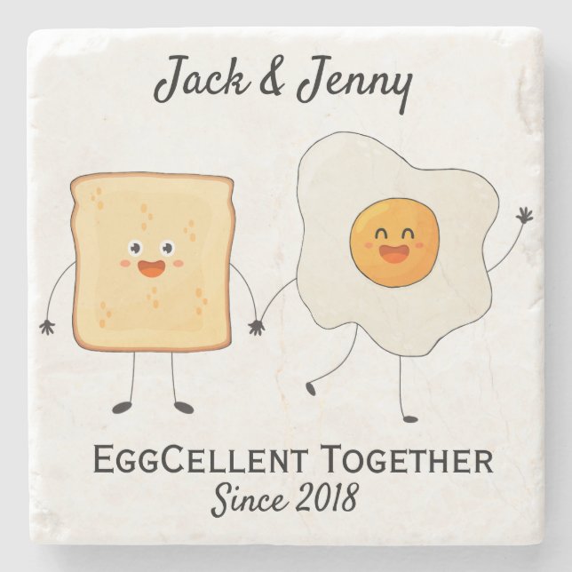 Niedliches Funny Happy Toast Eggcelent Steinuntersetzer (Vorderseite)