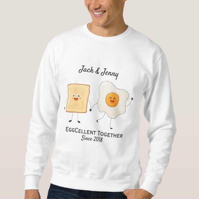 Niedliches Funny Happy Toast Eggcelent Sweatshirt (Vorderseite)