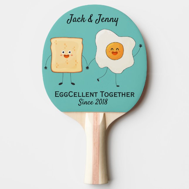 Niedliches Funny Happy Toast Eggcelent Tischtennis Schläger (Vorderseite)