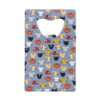 Niedliches Funny Kitty Cat Faces Pattern Blau