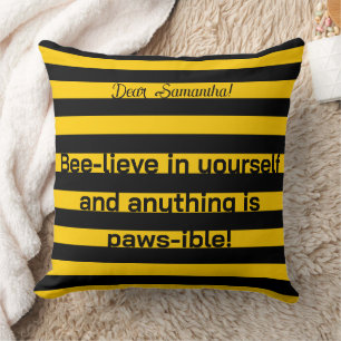 Niedliches Funny Liebe Zitat Bumble Bee Stripes Mu Kissen