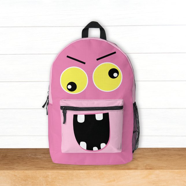 Niedliches Funny Pink Monster mit Namen Kinder Bedruckter Rucksack (Von Creator hochgeladen)