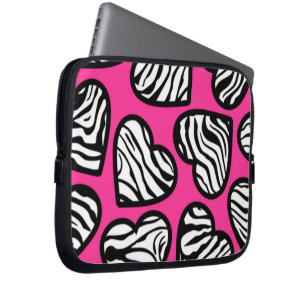 Niedliches Fuschia-Rosa-Schwarz-weißes Zebramuster Laptopschutzhülle