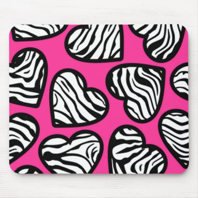 Niedliches Fuschia-Rosa-Schwarz-weißes Zebramuster Mousepad (Vorne)