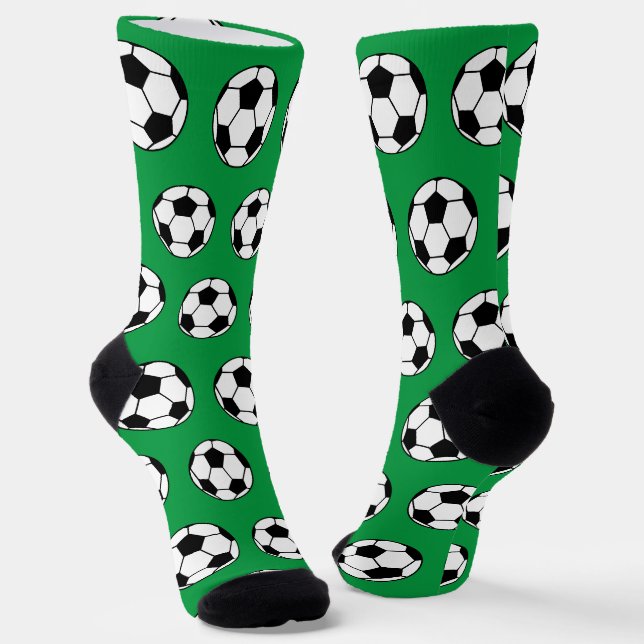 Niedliches Fußball-Ball-Green-Sport-Muster Socken (Gewinkelt)