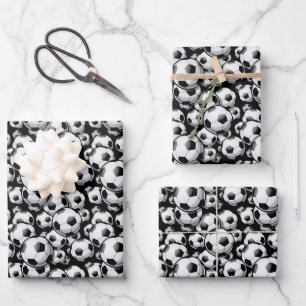 niedliches Fußballsportmuster Wrapping Geschenkpapier Set
