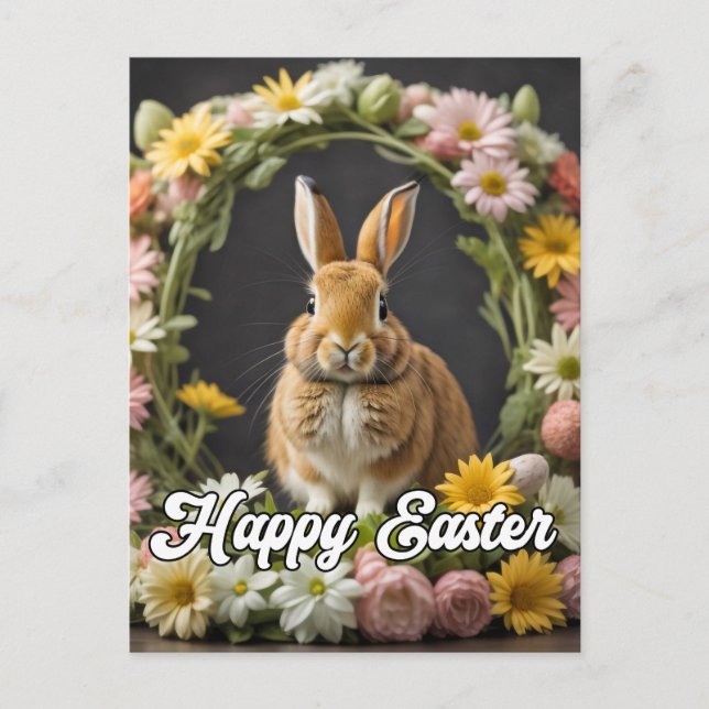 Niedliches Fuzzy Ostersonnengrabbit Postkarte (Vorderseite)