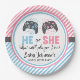 Niedliches Gamer-Baby-Gender-Bericht Pappteller