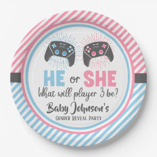 Niedliches Gamer-Baby-Gender-Bericht Pappteller