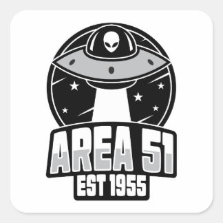 Niedliches Gebiet 51 Alien Spacehip Retro Quadratischer Aufkleber
