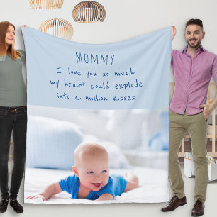 Niedliches Gedicht für Mama - Blue Baby Foto Fleecedecke