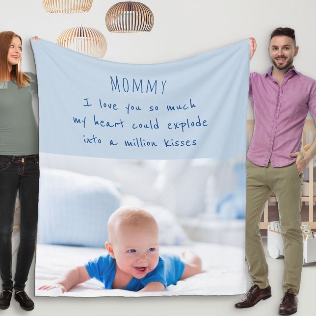 Niedliches Gedicht für Mama - Blue Baby Foto Fleecedecke (Von Creator hochgeladen)