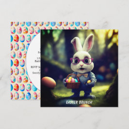 Niedliches gegossenes Bunny & Basket Brunch Platz Einladung