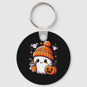 Niedliches Geist trinken Kaffee Halloween Kaffeemü Schlüsselanhänger