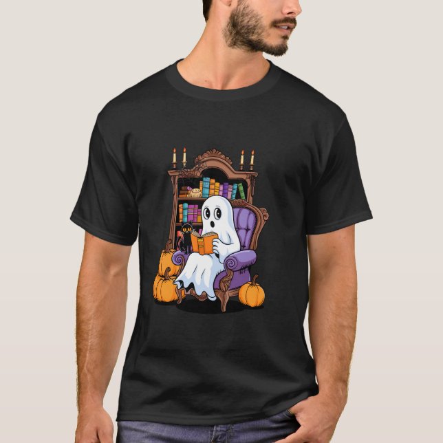 Niedliches Geisterbuch mit Katze-Lesebuch T-Shirt (Vorderseite)