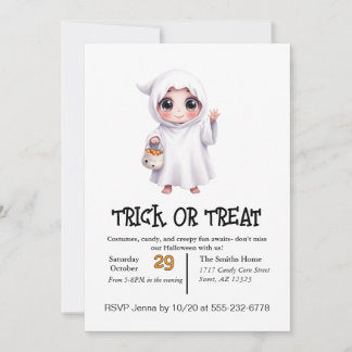 Niedliches Geisterkind zu Halloween Einladung
